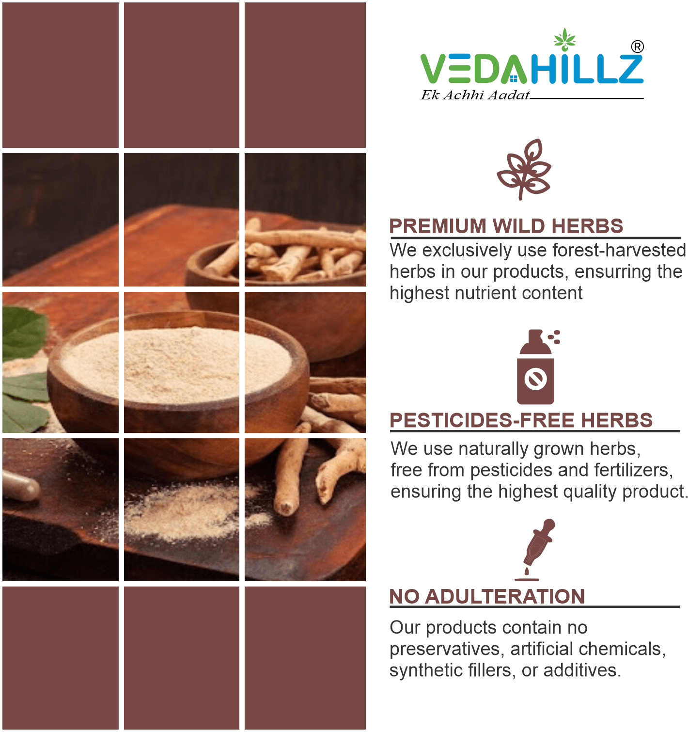 Vedahillz Ashwagandha Powder Made from Carefully Selected Ashwagandha Roots